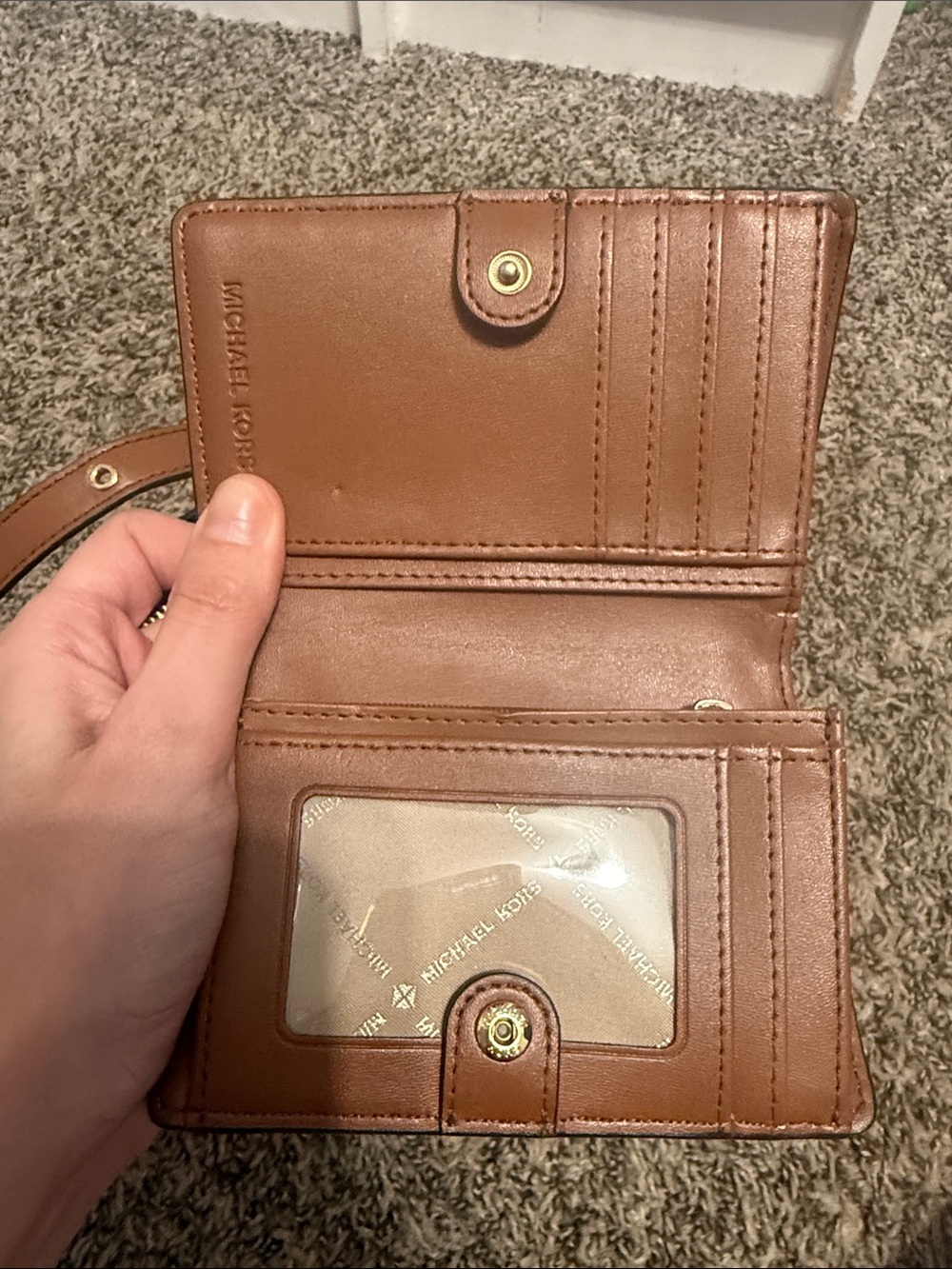 Michael Kors Beige/White MK Crossbody Bag with Wallet - Picture 8 of 11